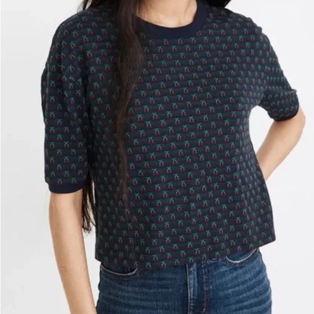 Madewell Blue Boxy Short Sleeve Tee Size M Cherries